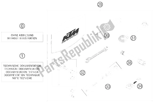 All parts for the Accessories Kit of the KTM 690 Supermoto Orange Europe 2009