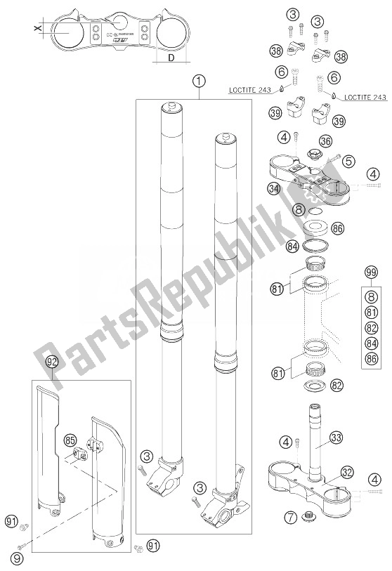 Toutes les pièces pour le Fourche Avant Wp du KTM 300 XC USA 2007