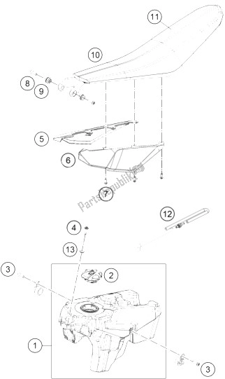 Todas las partes para Tanque, Asiento, Tapa de KTM Freeride 350 Australia 2014