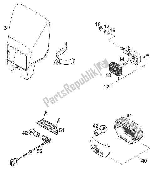 Todas las partes para Máscara - Intermitente - Luz Trasera '96 de KTM 125 EXC M O Europe 1996