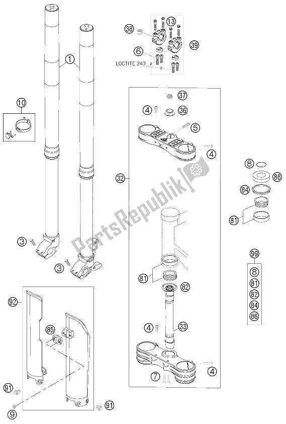 All parts for the Front Fork Wp of the KTM 125 SXS Europe 2006