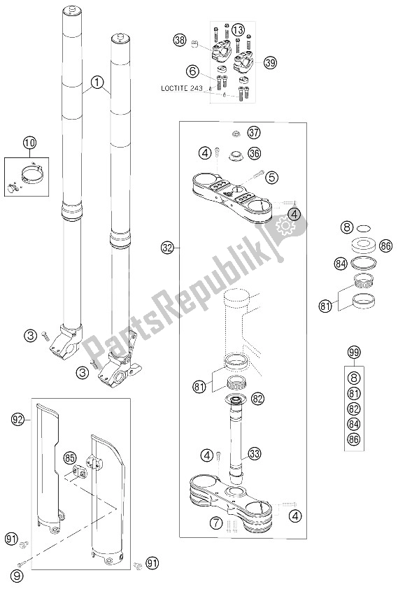 Tutte le parti per il Forcella Anteriore Wp del KTM 250 SXS Europe 2006