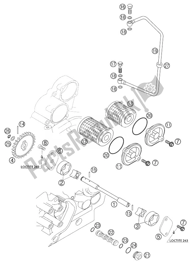 Tutte le parti per il Sistema Di Lubrificazione del KTM 250 EXC G Racing USA 2004