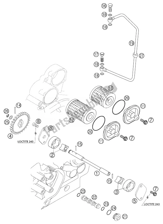Alle onderdelen voor de Smeersysteem van de KTM 250 EXC Racing United Kingdom 2004