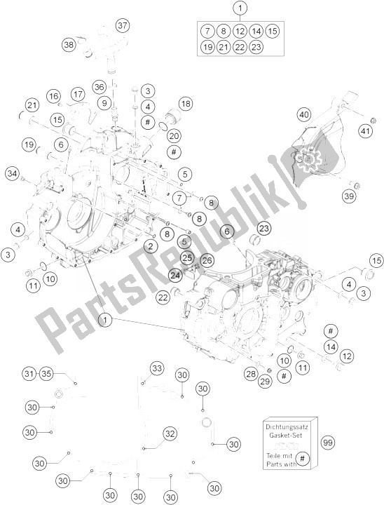 All parts for the Engine Case of the KTM 690 Enduro R ABS Europe 2014