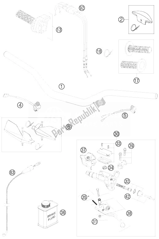 Tutte le parti per il Manubrio, Comandi del KTM 530 XC W South Africa 2010