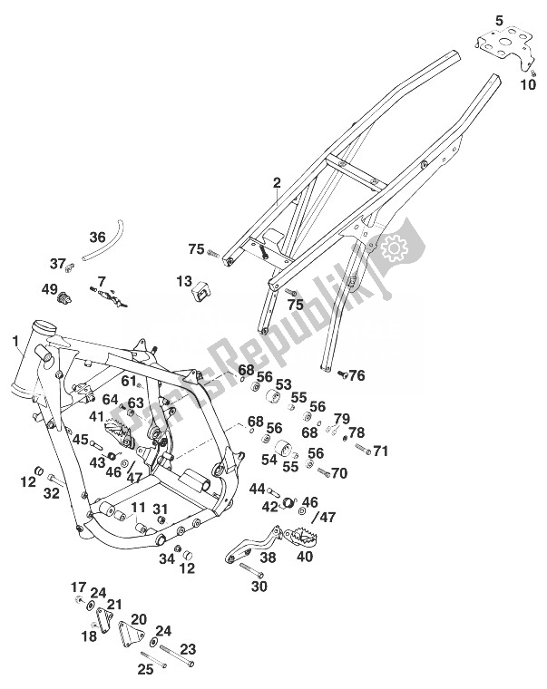 All parts for the Frame , Lc4 Sxc '98 of the KTM 400 SX C Europe 1998