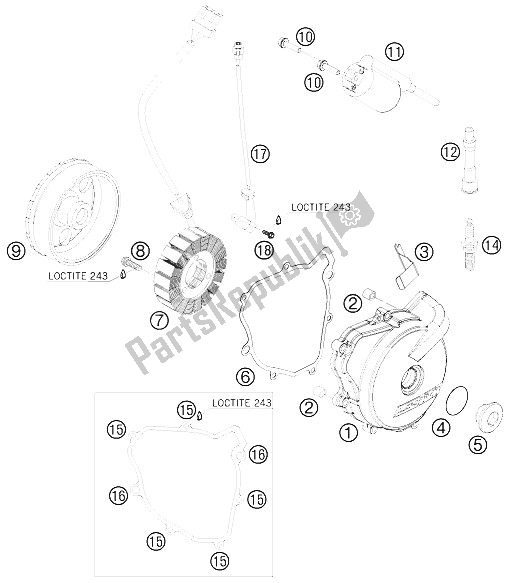 All parts for the Ignition System of the KTM 690 Duke Orange Japan 2008