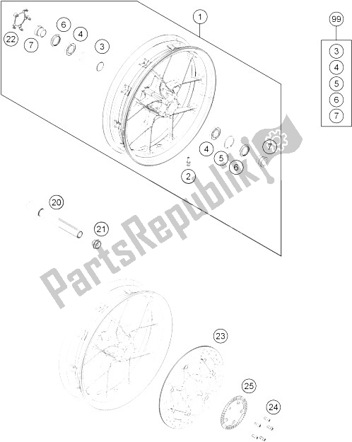 Tutte le parti per il Ruota Anteriore del KTM 690 Duke R ABS Europe 2015