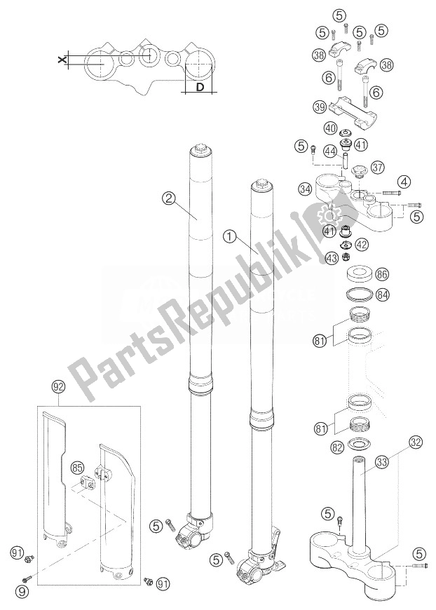 Toutes les pièces pour le Fourche Télescopique Usd43 640 Lc4 du KTM 640 LC4 Adventure Australia 2003