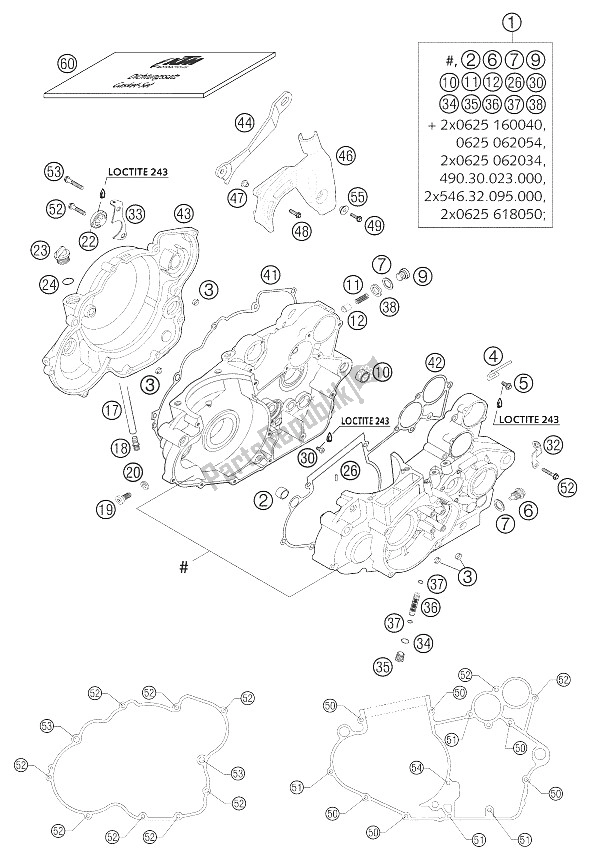 Todas las partes para Caja Del Motor 400/520 Racing 02 de KTM 400 EXC Racing Australia 2002