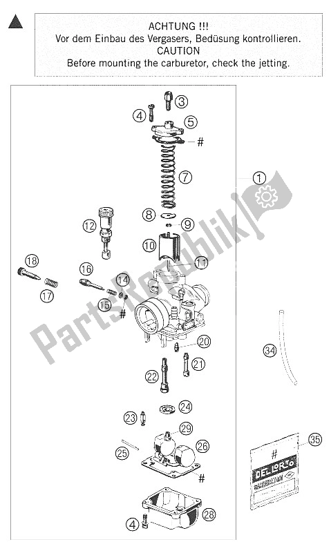 All parts for the Carburetor of the KTM 50 SX Europe 2006