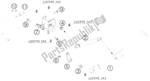 Tutte le parti per il Cavalletto Laterale / Centrale del KTM 690 Supermoto Black USA 2007