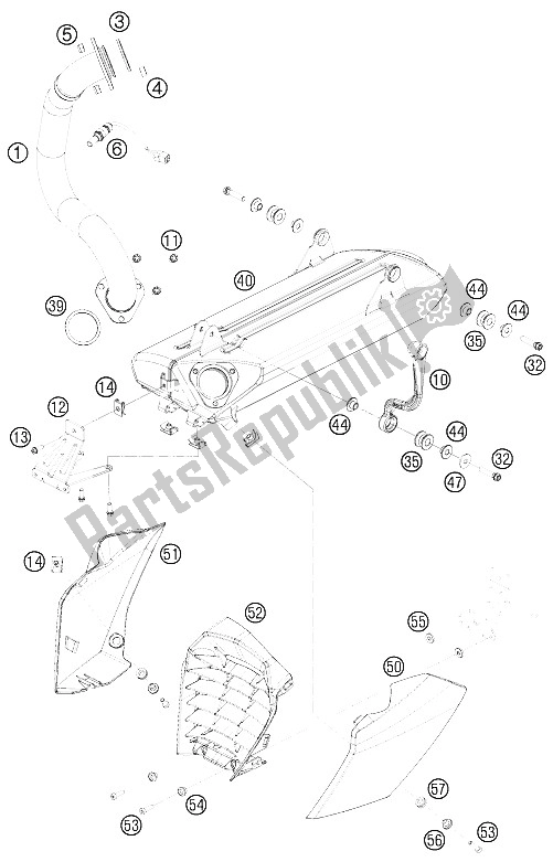 Todas as partes de Sistema De Exaustão do KTM 690 Duke Orange USA 2009