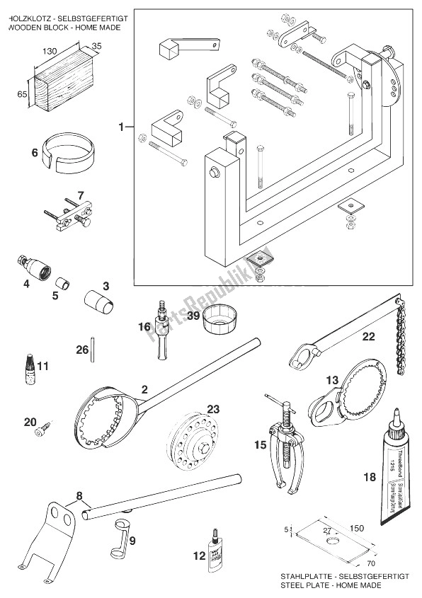 Alle onderdelen voor de Speciaal Gereedschap Lc4'98 van de KTM 540 SXC Europe 1998