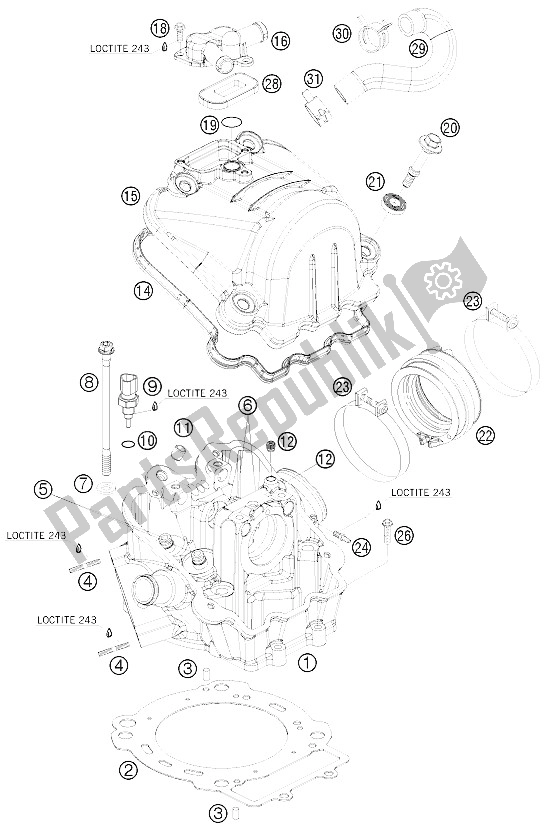 Tutte le parti per il Testata del KTM 690 Duke White USA 2008