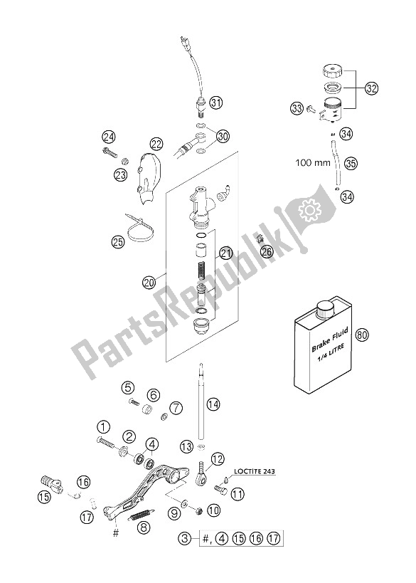 All parts for the Rear Brake Control of the KTM 400 LS E MIL Europe 2005