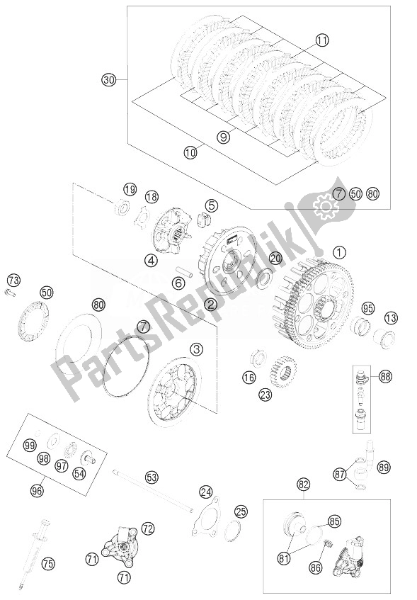 Toutes les pièces pour le Embrayage du KTM 350 EXC F Australia 2014