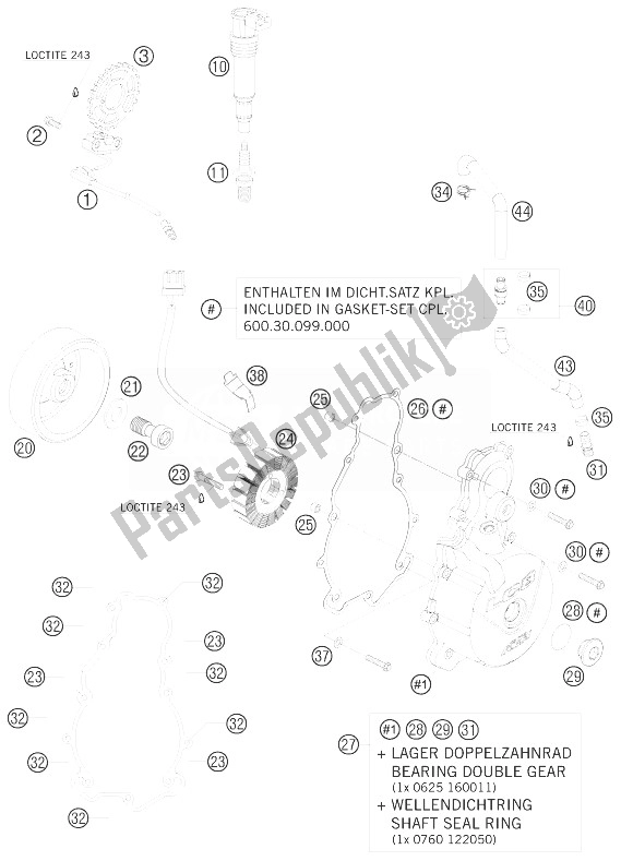 Tutte le parti per il Sistema Di Accensione del KTM 990 Super Duke Olive ME Europe 2010