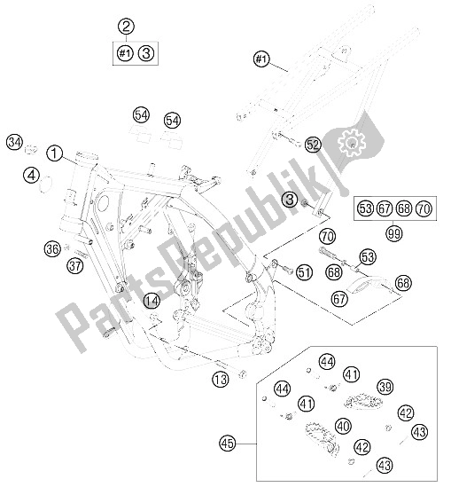 All parts for the Frame. Subframe of the KTM 85 SX 19 16 Europe 2012