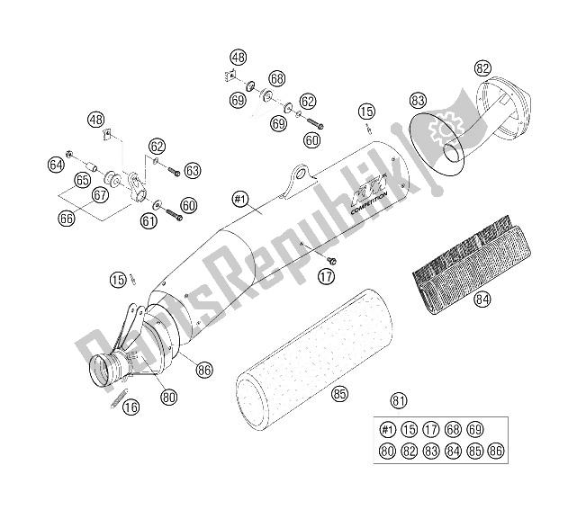 Todas las partes para Silenciador De Escape de KTM 625 SXC Australia United Kingdom 2006