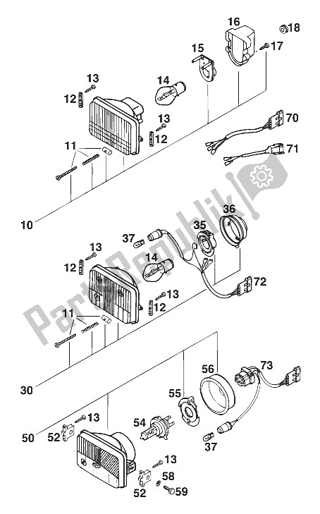 Toutes les pièces pour le Lampe Frontale 250/300 '93 du KTM 125 EXC M O Europe 1996