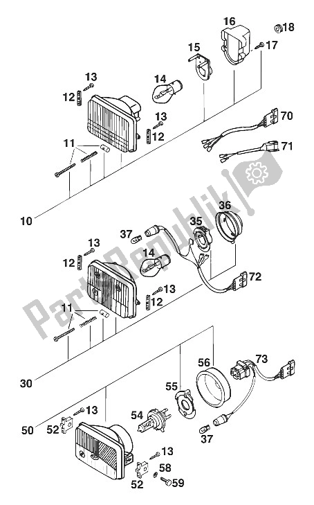 All parts for the Head Light 250/300 '93 of the KTM 360 EXC M ö Europe 1996