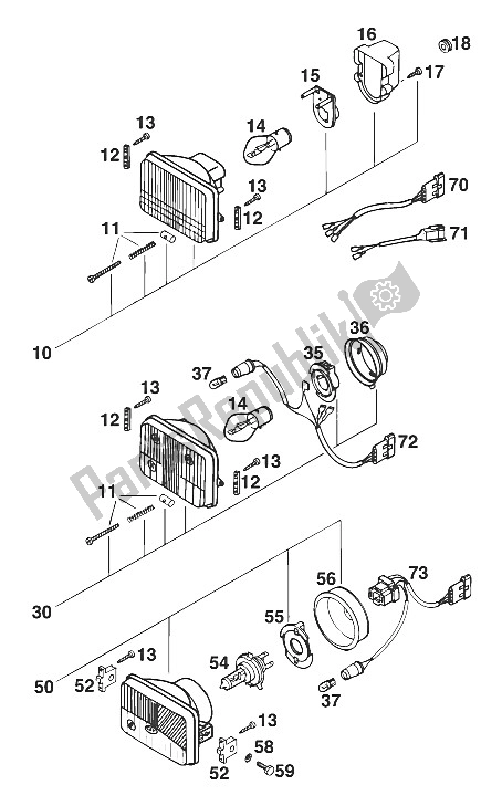 All parts for the Head Light 250/300 '93 of the KTM 360 SX M ö Europe 1996