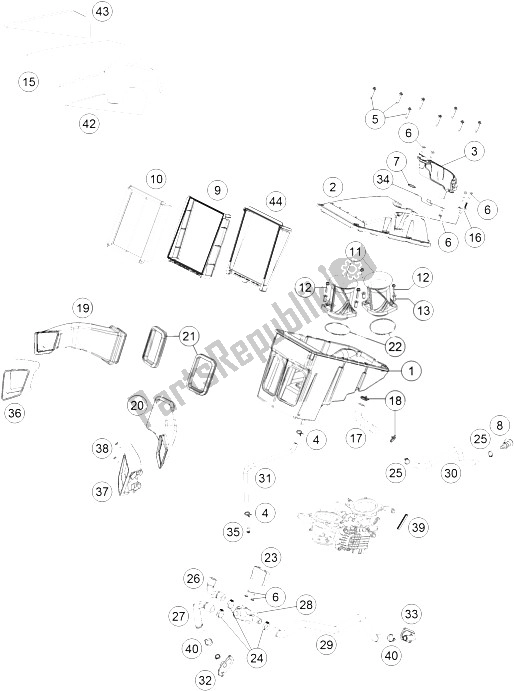 All parts for the Air Filter of the KTM 1290 Superduke R S E ABS 16 France 2016