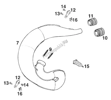 Tutte le parti per il Silenziatore 250-380 '98 del KTM 300 EGS 10 KW Europe 1998