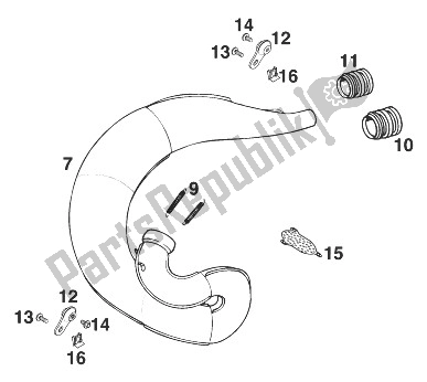 All parts for the Muffler 250-380 '98 of the KTM 300 EXC 12 LT 99 USA 1999