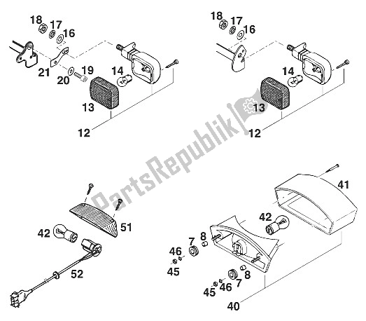 All parts for the Flasher, Rear Light Sc,egs '97 of the KTM 400 EGS E 31 KW 11 LT ROT Europe 1997