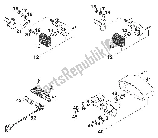 All parts for the Flasher, Rear Light Sc,egs '97 of the KTM 400 RXC E USA 1997