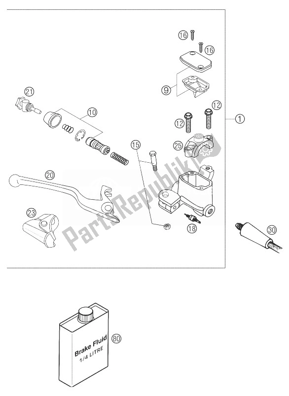 All parts for the Hand Brake Cylinder Brembo of the KTM 400 LS E MIL Europe 9390D4 2004