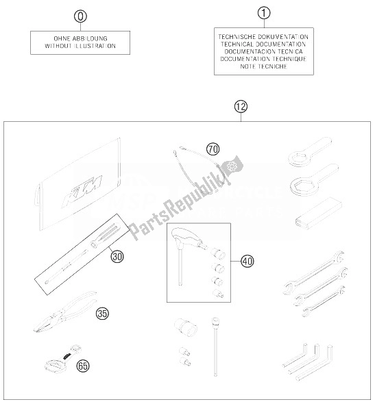 All parts for the Accessories Kit of the KTM 990 Super Duke R Europe 2013