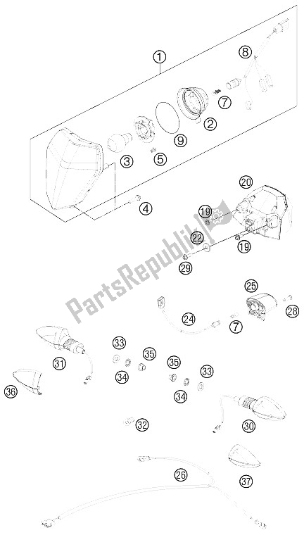 Todas las partes para Sistema De Iluminación de KTM 500 EXC USA 2012