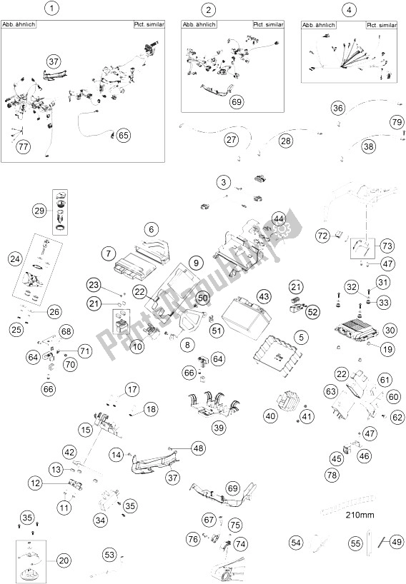 All parts for the Wiring Harness of the KTM 1290 Super Adventure WH ABS 16 Australia 2016