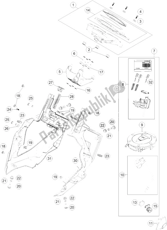 Toutes les pièces pour le Instruments, Système De Verrouillage du KTM 1290 Super Duke GT Grey ABS 16 Europe 2016