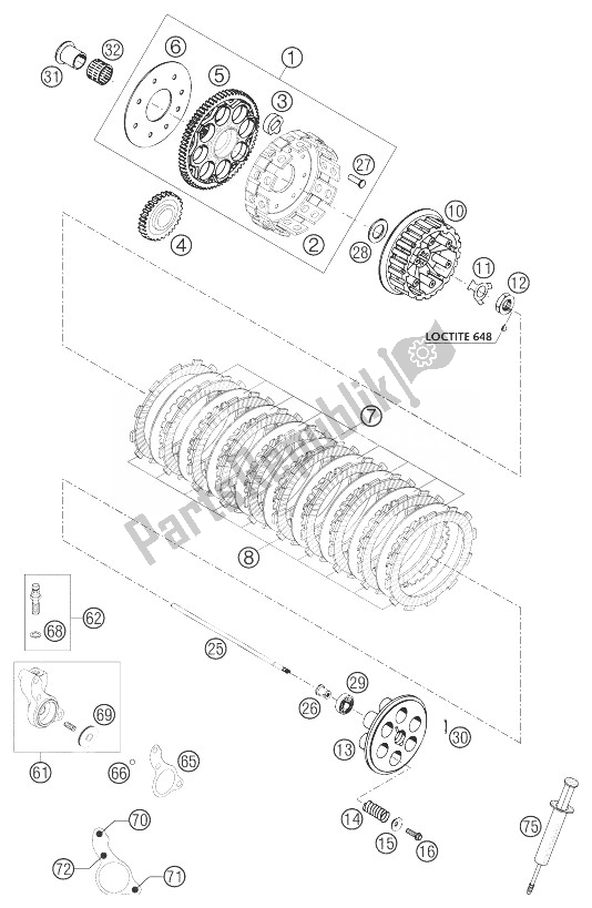 All parts for the Clutch 660 Rallye of the KTM 660 Rallye Factory Repl Europe 2004