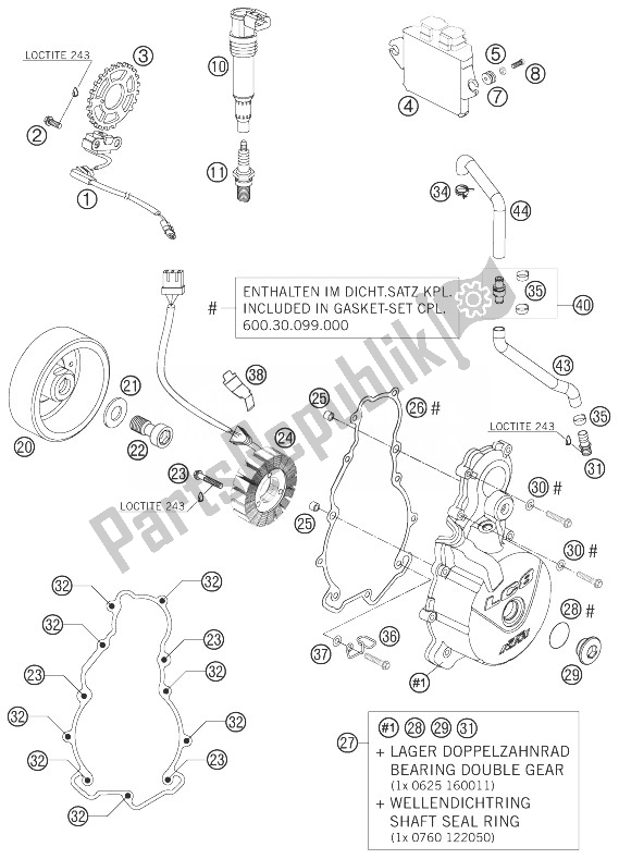 All parts for the Ignition System of the KTM 990 Adventure Black ABS 07 USA 2007