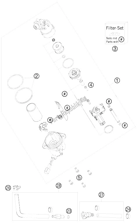 All parts for the Fuel Pump of the KTM 990 Adventure White ABS 09 Europe 2009