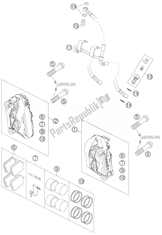 Todas las partes para Pinza De Freno Delantera de KTM 950 Supermoto Orange 07 USA 2007