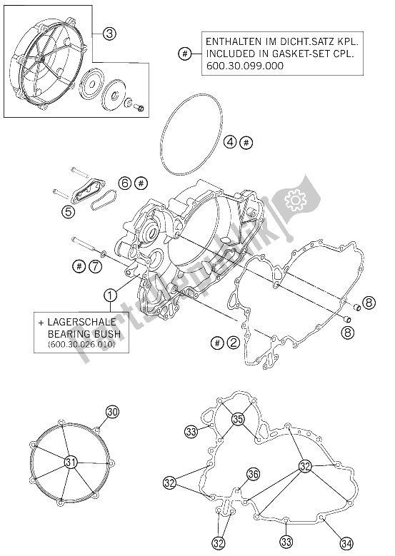 All parts for the Clutch Cover of the KTM 990 SM T Orange ABS Spec Edit Brazil 2011