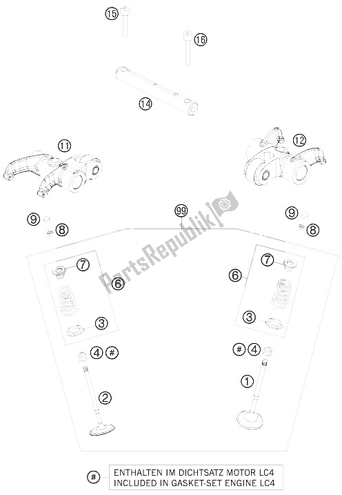 Toutes les pièces pour le Entraînement De Soupape du KTM 690 SMC 09 Australia United Kingdom 2009