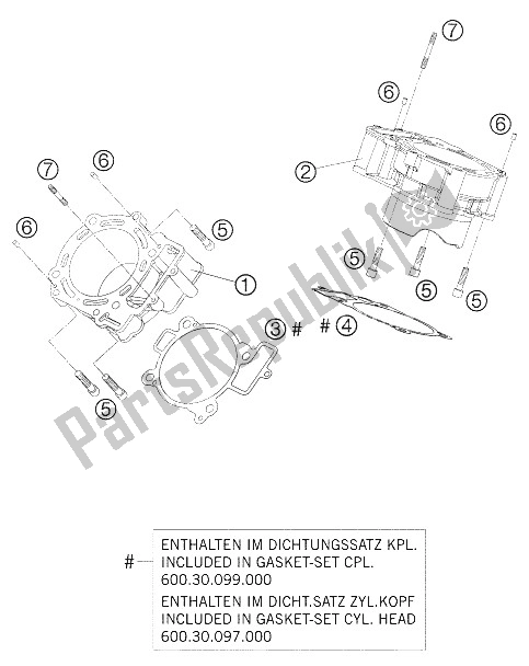 Toutes les pièces pour le Cylindre du KTM 950 Adventure Black USA 2006