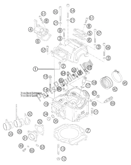 Todas las partes para Culata 625,640 Lc4 de KTM 625 SXC Europe 2005