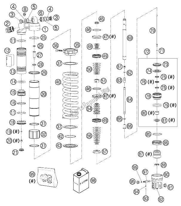 All parts for the Shock Abs. Disass. 2tsx/mxc/exc of the KTM 250 EXC Racing SIX Days Europe 2002