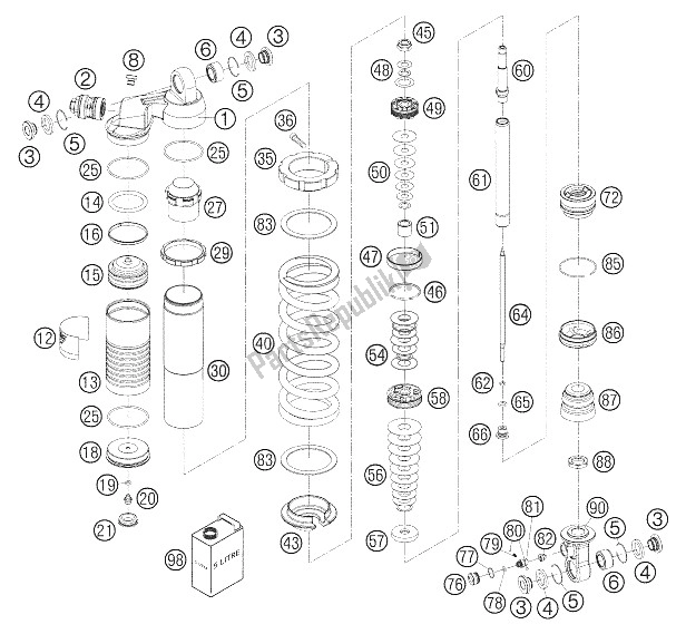 All parts for the Rear Suspension Zerlegt 85/105 Sx of the KTM 85 SX 17 14 Europe 2005