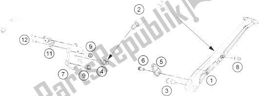 Tutte le parti per il Cavalletto Laterale / Centrale del KTM 690 Duke R ABS Australia 2015