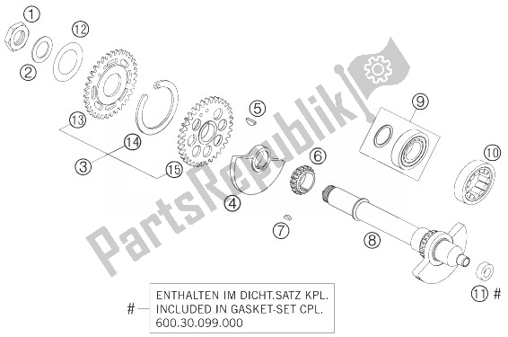 All parts for the Balancer Shaft of the KTM 990 Super Duke Black France 2007